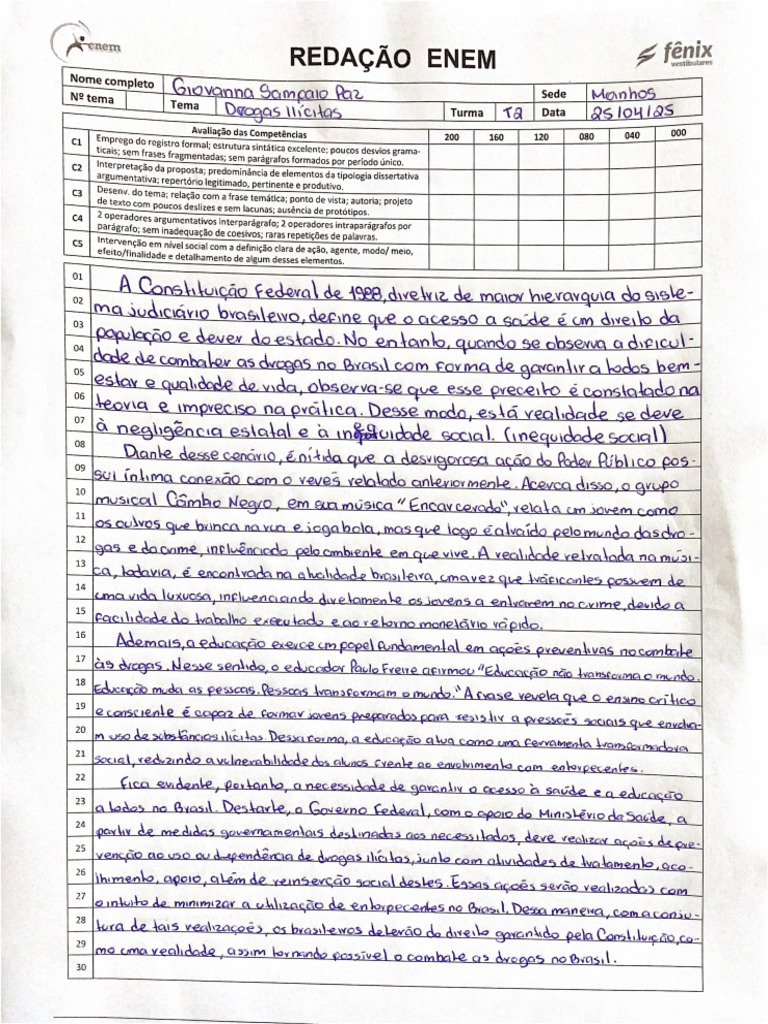 Redação Drogas | PDF