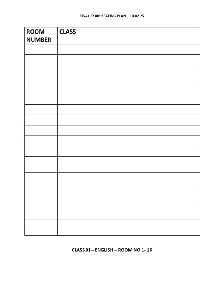 Final Exam Seating Plan 10.02.25 | PDF