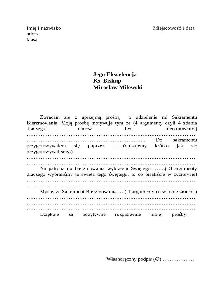 Podanie Bierzmowanie | PDF