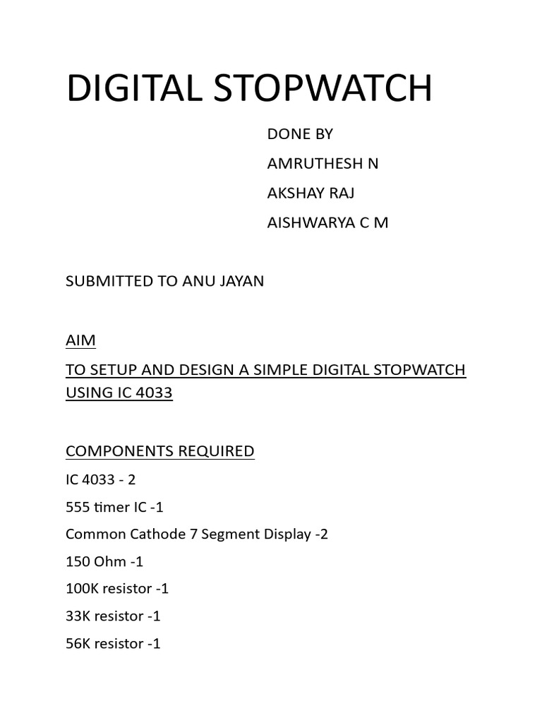 Digital Stopwatch Circuit Design | PDF | Electronic Circuits | Analog ...