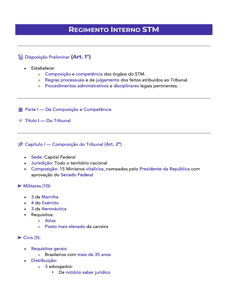 Regimento Interno do STM: Estrutura e Normas | PDF | Governo