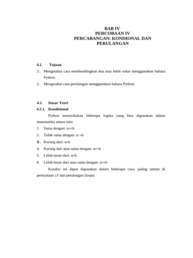 Kondisional dan Perulangan di Python | PDF