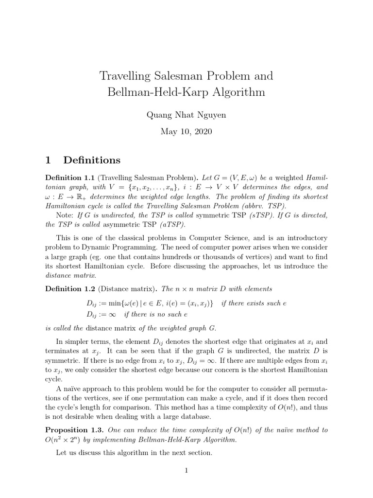 Bellman-Held-Karp Algorithm Complexity | PDF | Time Complexity | Graph ...