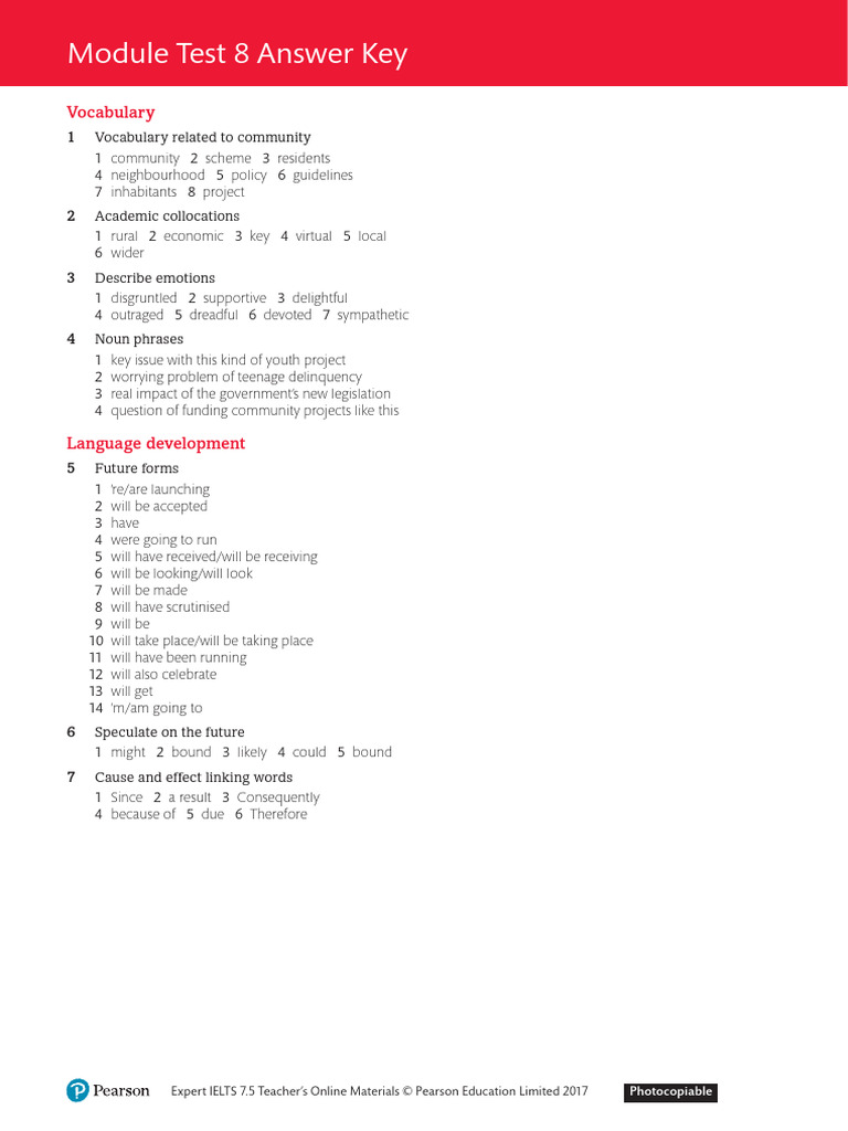 IELTS 7.5 Teacher's Module Test Key | PDF