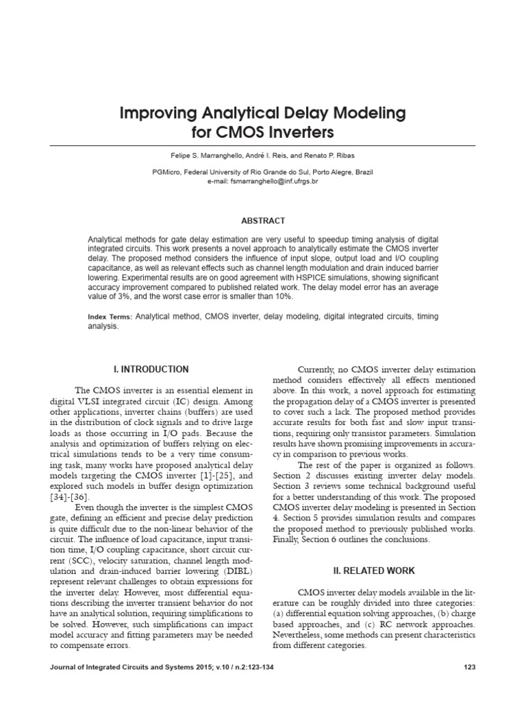 CMOS Inverter Delay Modeling Improvement | PDF | Mosfet | Cmos