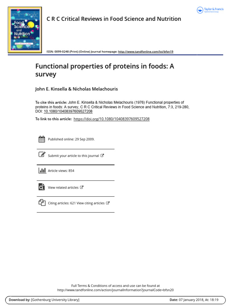 Functional Properties of Food Proteins | PDF | Proteins | Statistics