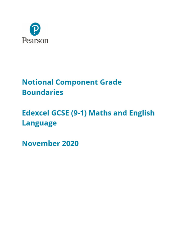 Notional Component Grade Boundaries Nov 2020 Gcse 9 1 Maths Eng | PDF ...