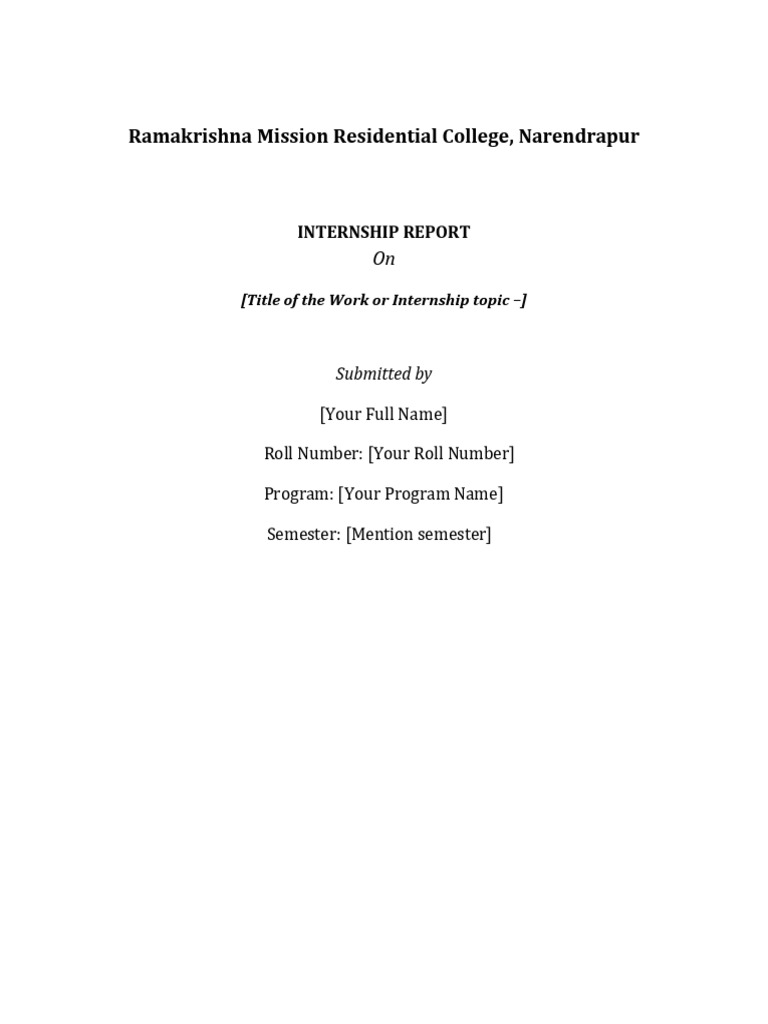 Internship Report Format Pdf