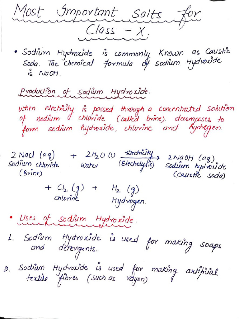 Important Salt For Class10th | PDF | Sodium Carbonate | Sodium