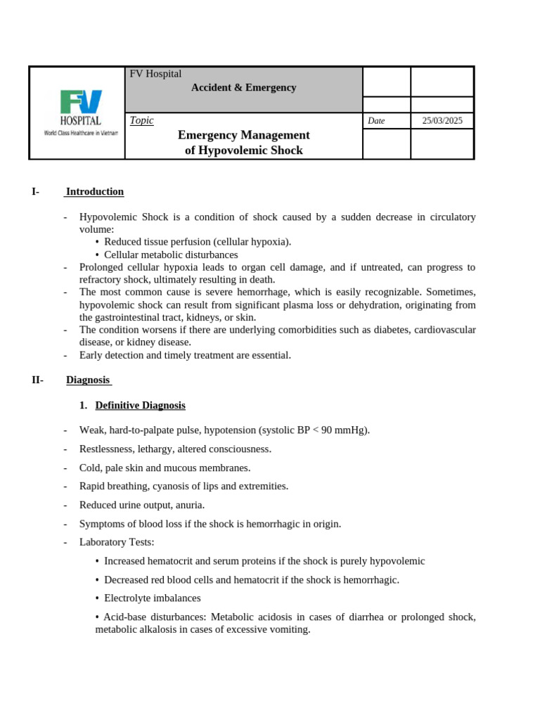 Ngọc Ánh 6532 - Emergency Management of Hypovolemic Shock | PDF | Shock ...