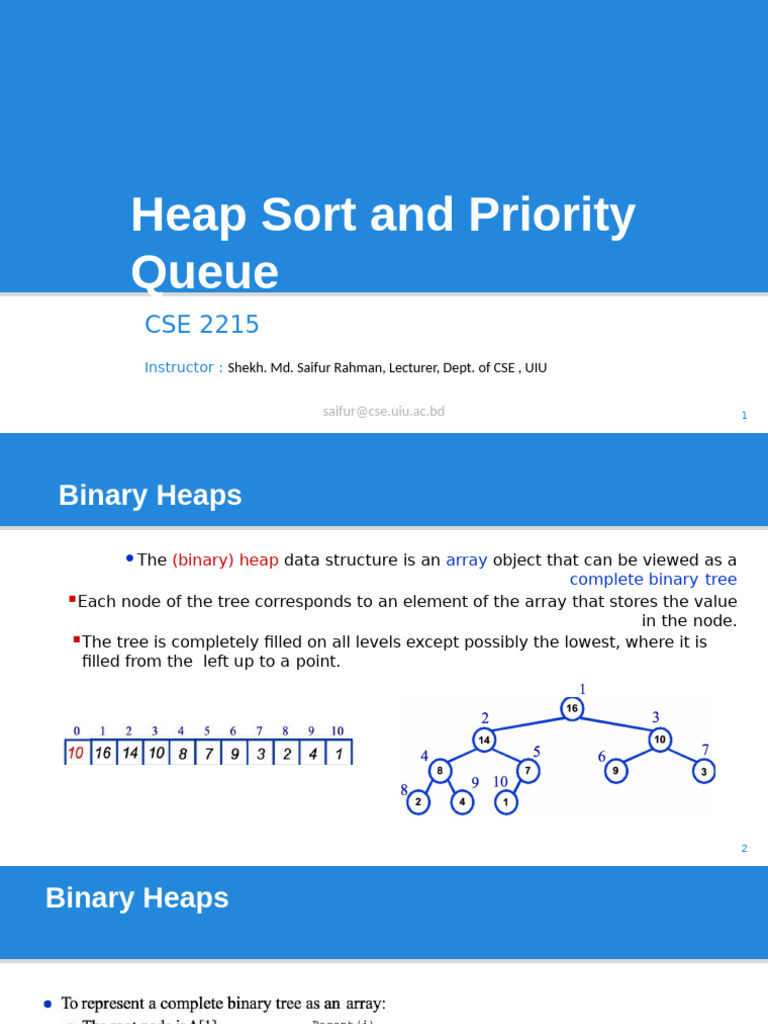 Heapsort and Priority Queue Overview | PDF | Algorithms | Algorithms ...