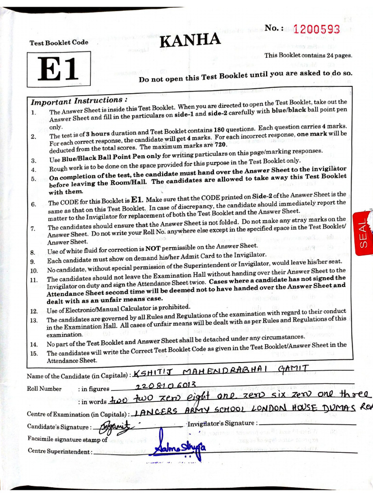 Neet Paper 2020 | PDF