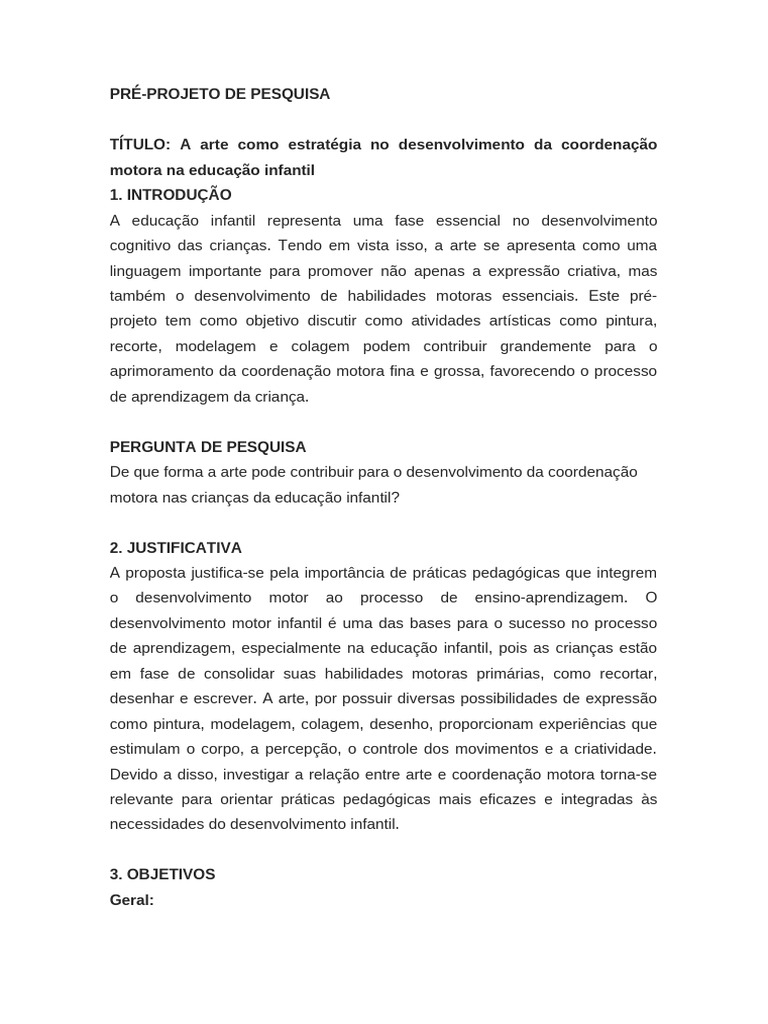 Modelo Pré-Projeto | PDF | Pedagogia | Aprendizado