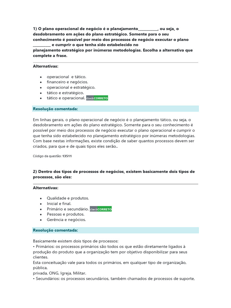 Planejamento e Processos de Negócio | PDF | Cadeia de suprimentos ...