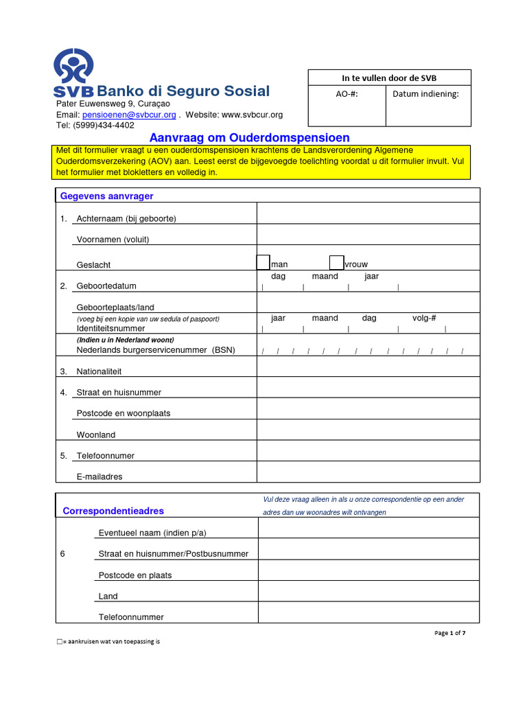 Febr23 Aov Form Nederlands | PDF
