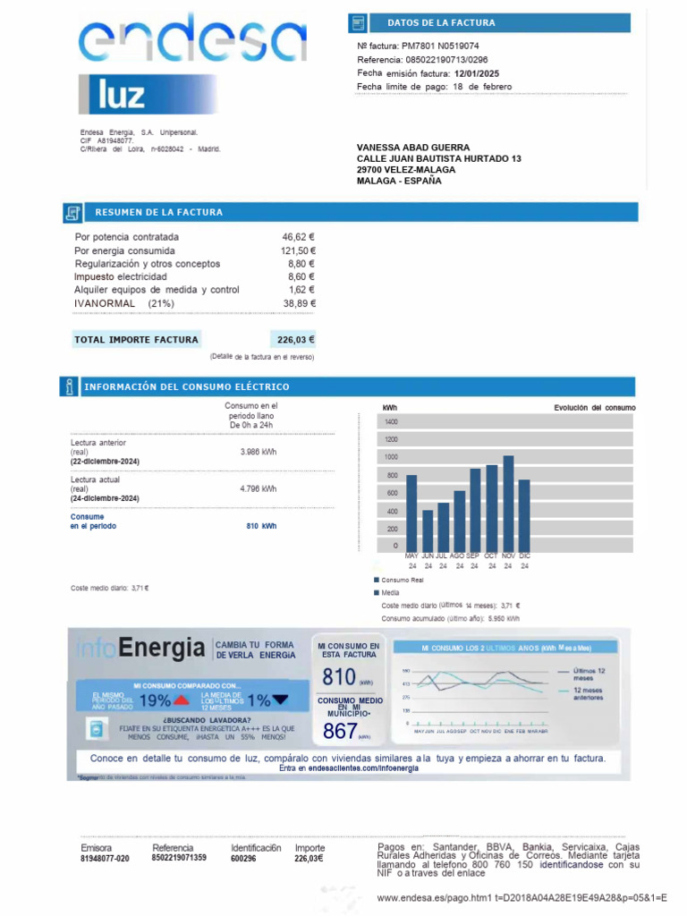 Resumen de Factura de Endesa Energía | PDF | Naturaleza | Cantidades ...