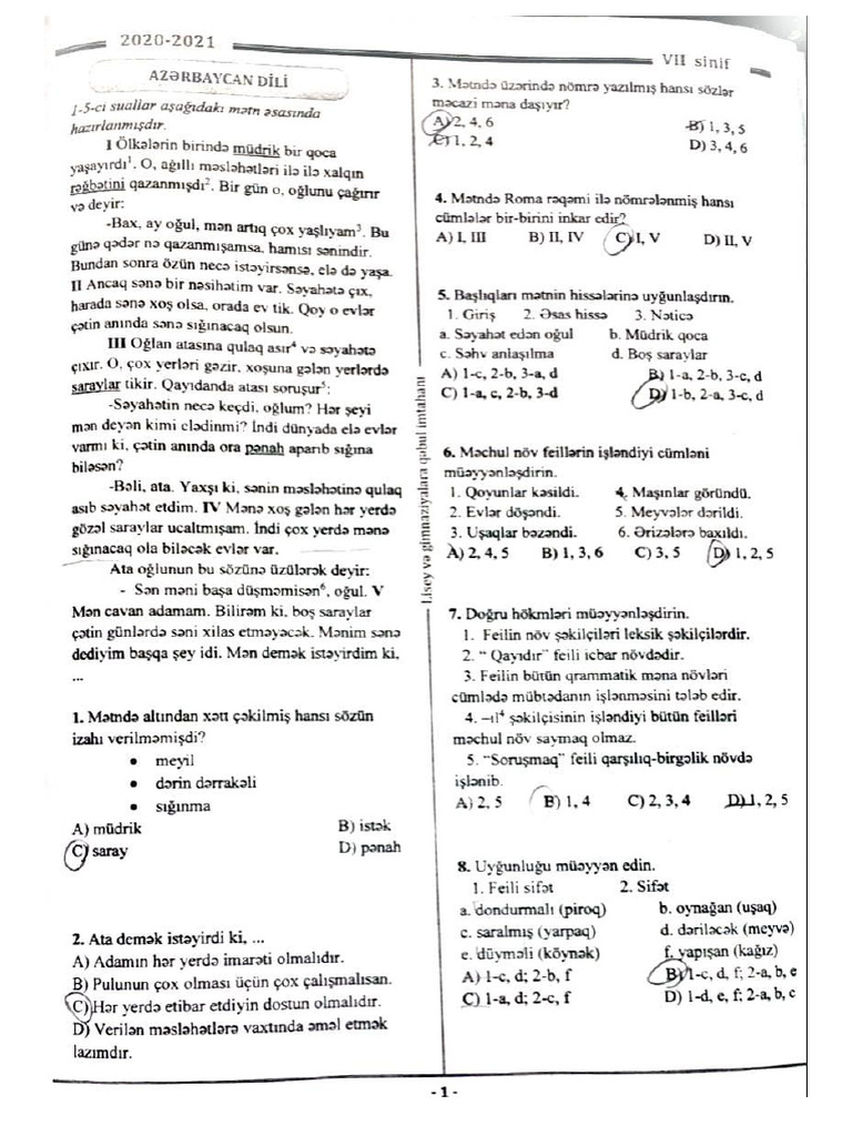 7 Ci Sinif Lisey Qebul - 250623 - 172055 | PDF