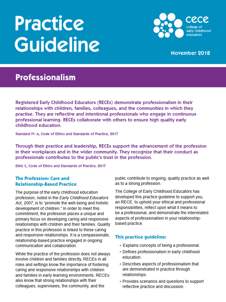 Professionalism in Early Childhood Education | PDF | Reflective ...