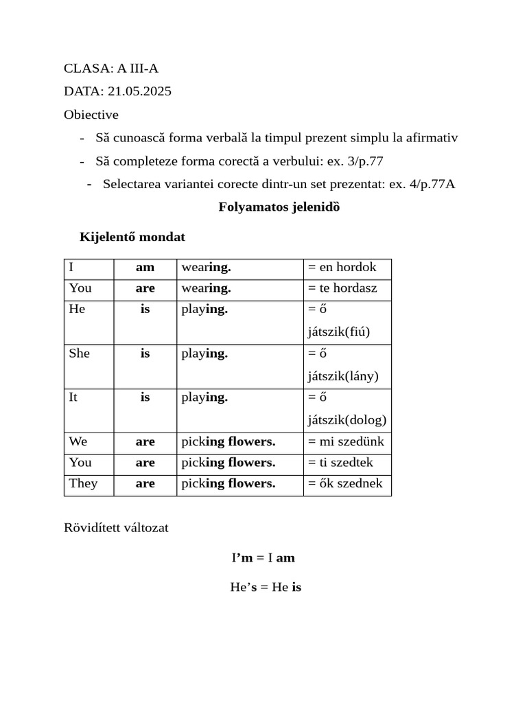 Present Simple Verb Forms Guide | PDF