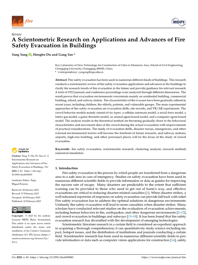 A Scientometric Research On Applications and Advances of Fire Safety ...