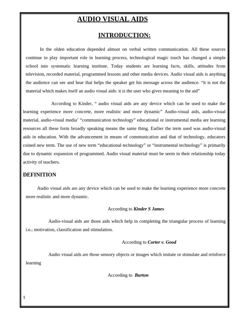 Benefits and Principles of Audio Visual Aids | PDF | Videotape ...