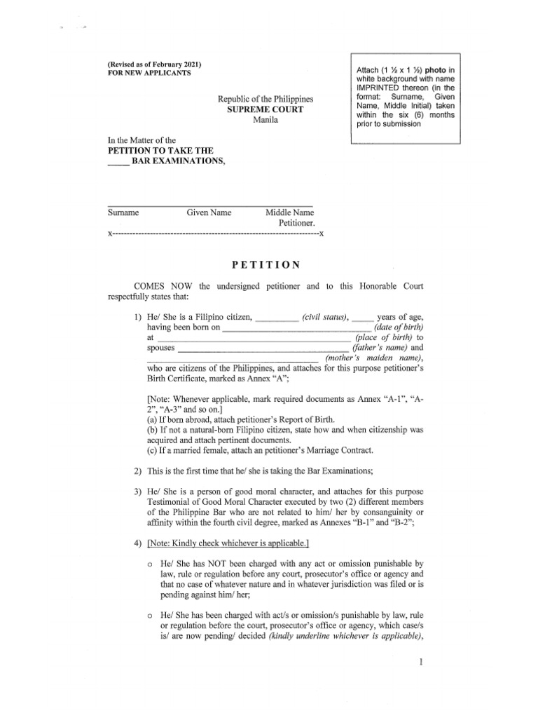 Bar Petition (Form) | PDF
