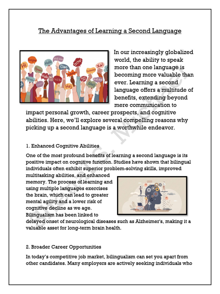 The Advantages of Learning a Second Language | PDF | Multilingualism ...