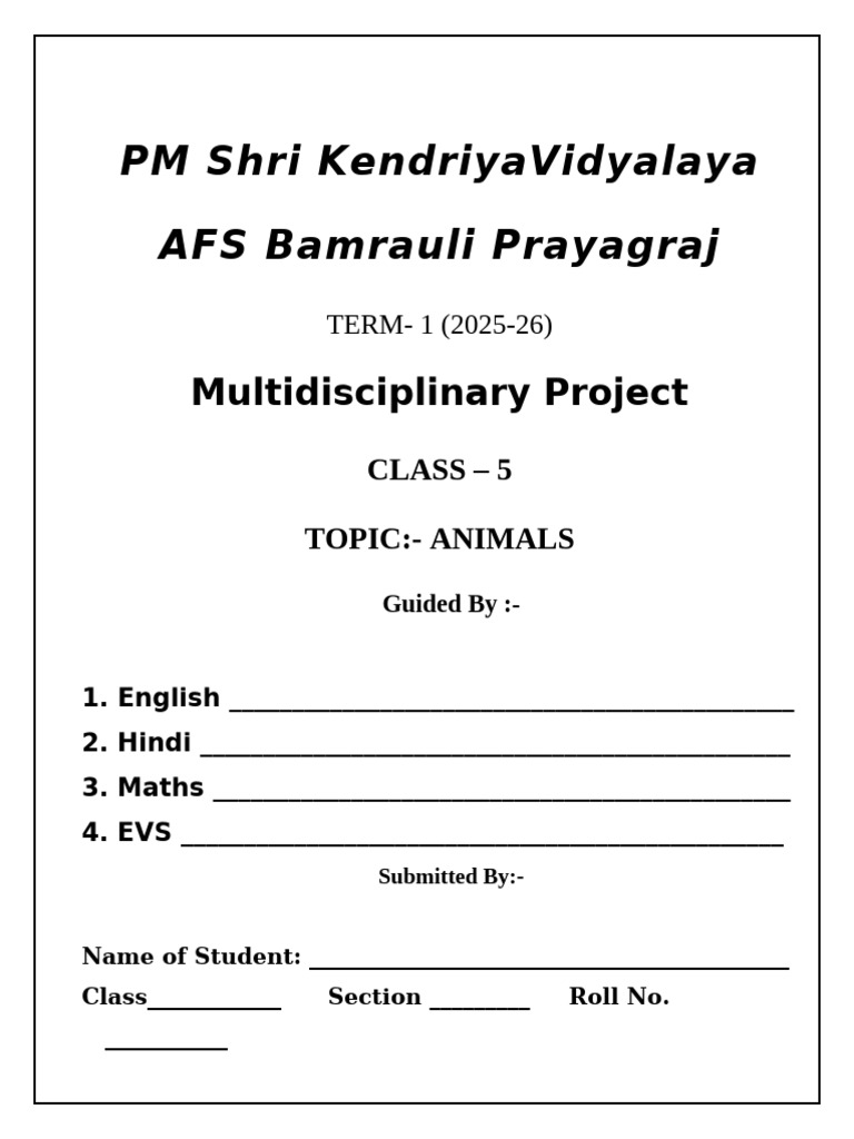 MDP Term-1 Class 5 Animals | PDF | Zoo | Zoology