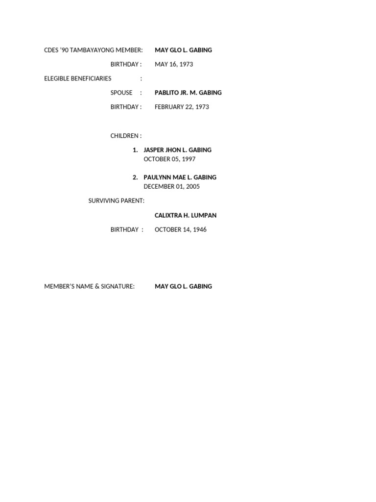 Cdes Tambayayong Reg. | PDF