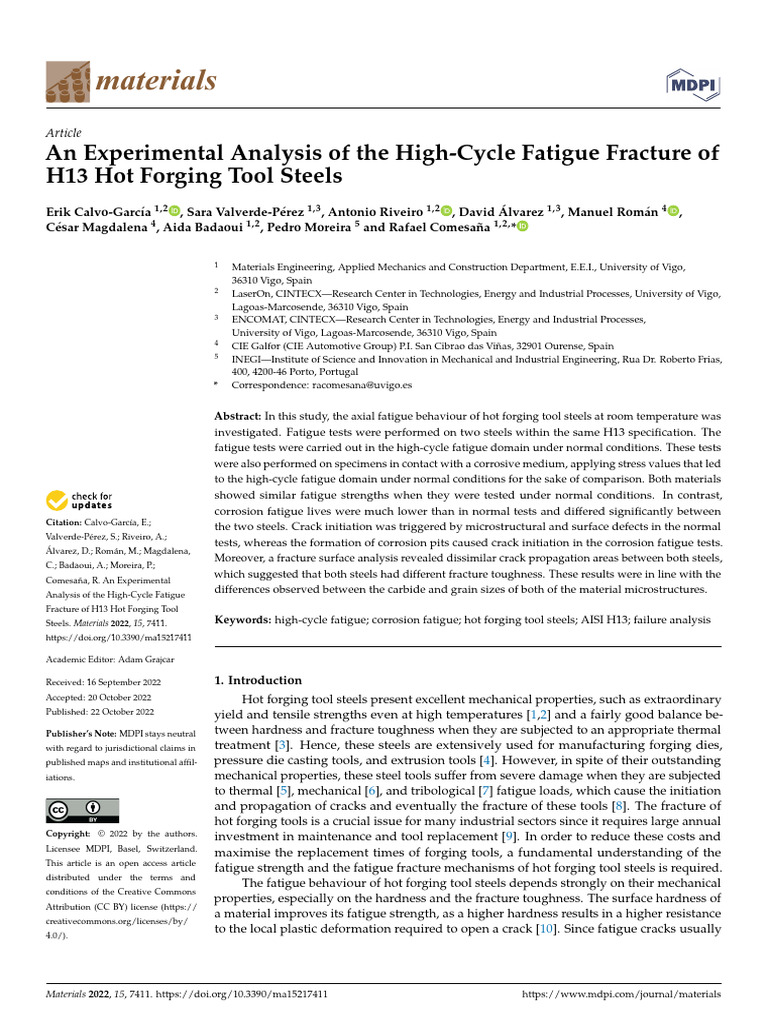 High-Cycle Fatigue in H13 Tool Steels | PDF | Fracture | Fatigue (Material)