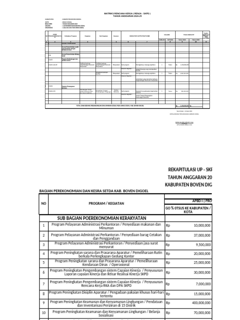 RENJA Dinas Sosial Boven Digoel 2024 | PDF