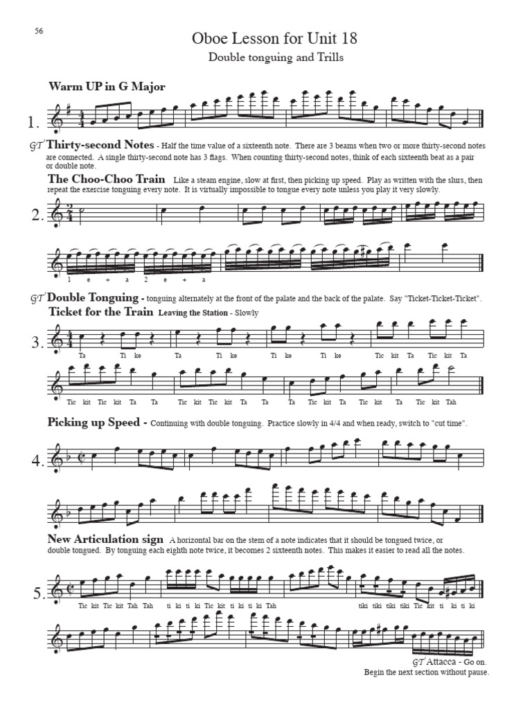Oboe Lesson: Double Tonguing & Trills | PDF