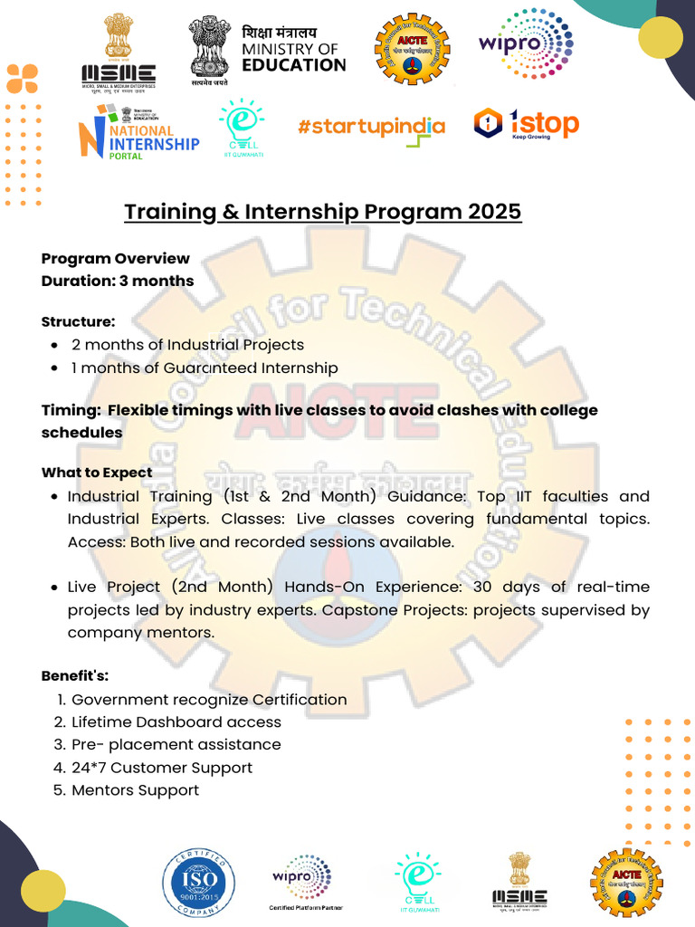 3-Month Industrial Training & Internship Program | PDF