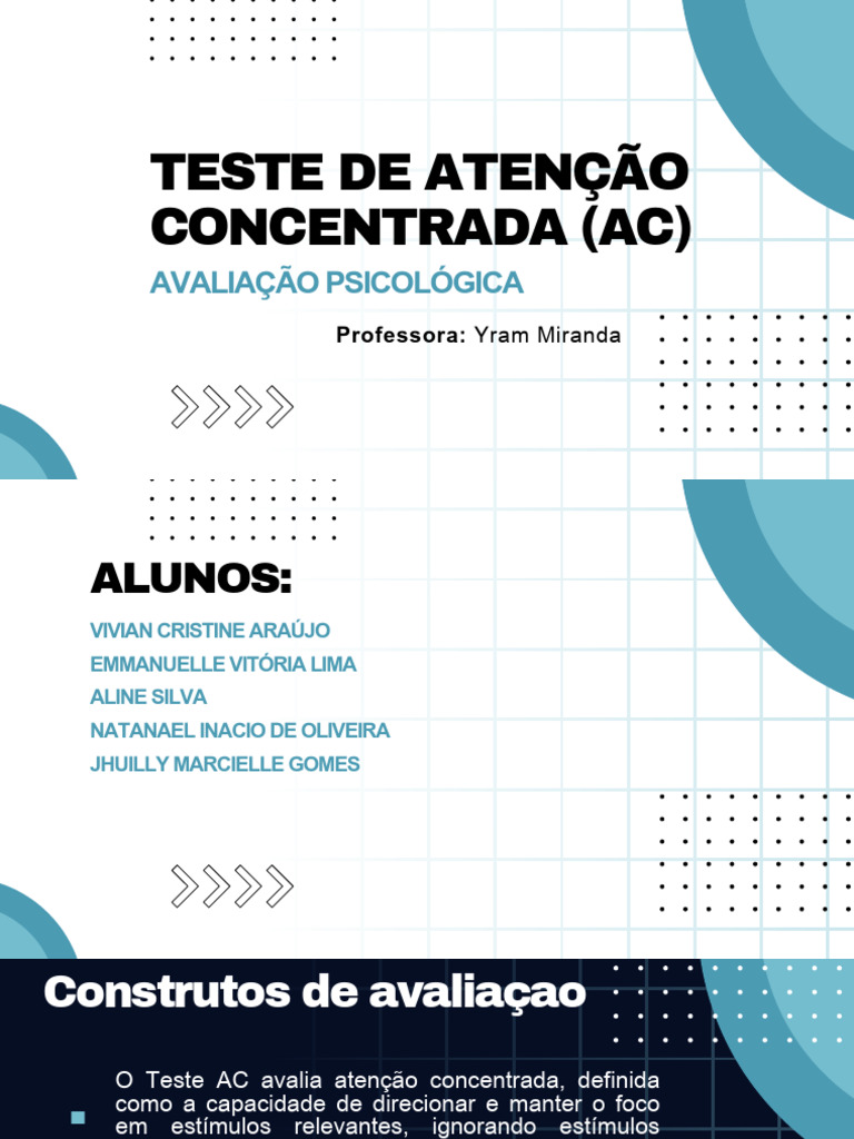 Teste de Atenção Concentrada AC | PDF | Psicologia | Atenção