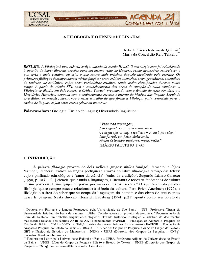 Filologia e Ensino de Línguas: Conexões | PDF | Latim | Filologia