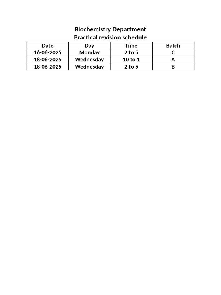 Revision Schedule | PDF
