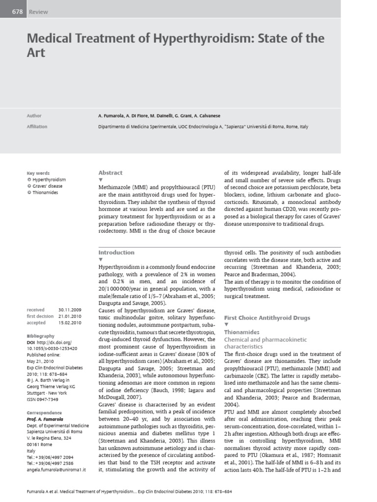 Medical Treatment of Hyperthyroidism | PDF | Hyperthyroidism ...