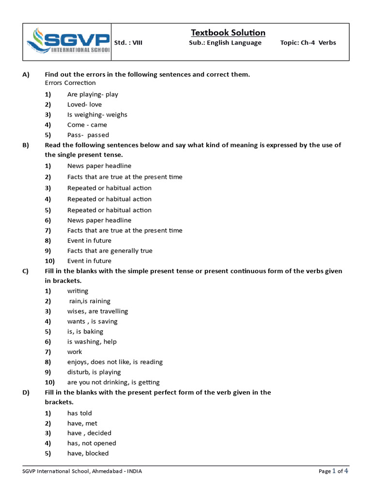 Verb Tense Exercises for VIII Grade | PDF | Grammatical Tense | Grammar