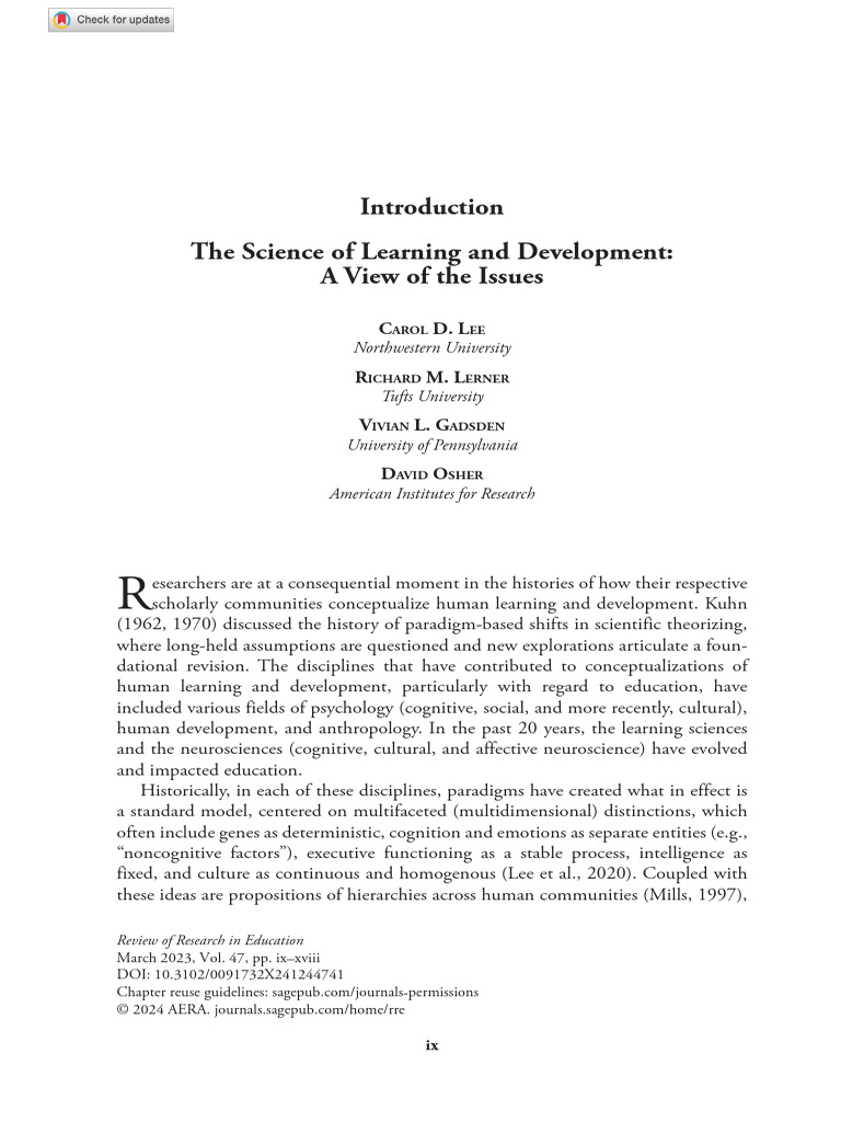 Science of Learning and Development Insights | PDF | Paradigm | Science