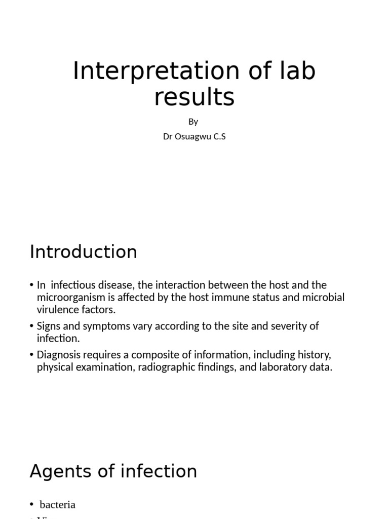 Interpretation of Lab Results MSC - 2025 | PDF | Infection | Serology