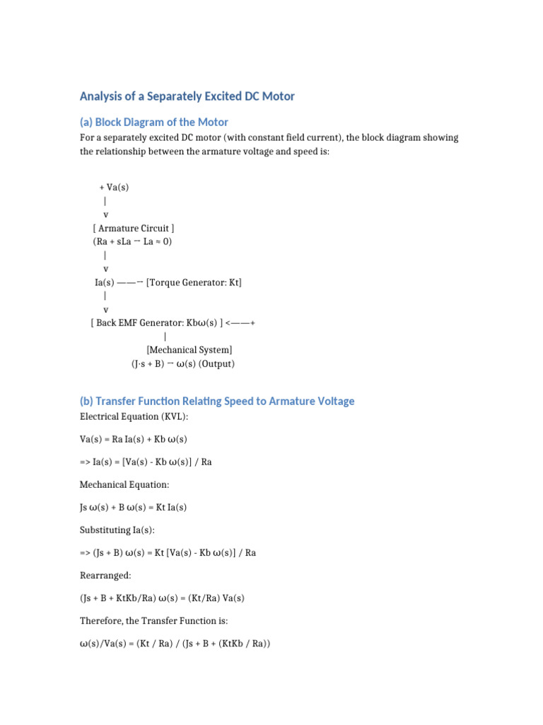 Transfer Function of DC Motor System | PDF