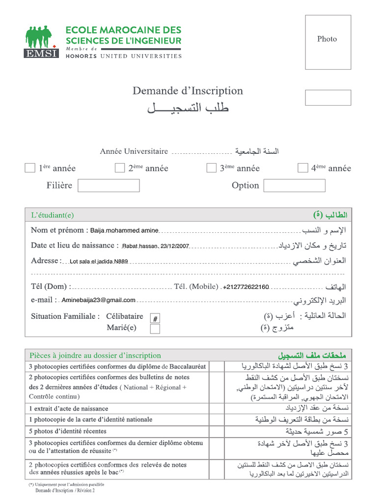 Demande Inscription | PDF