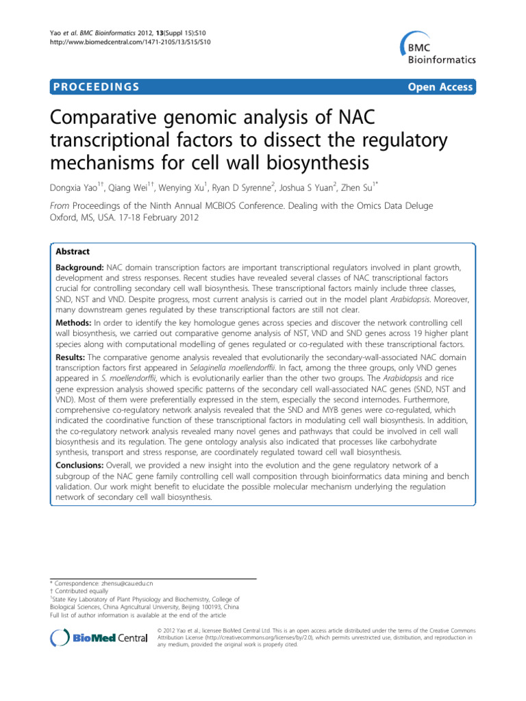 Comparative Genomic Analysis of NAC | PDF | Reverse Transcription ...
