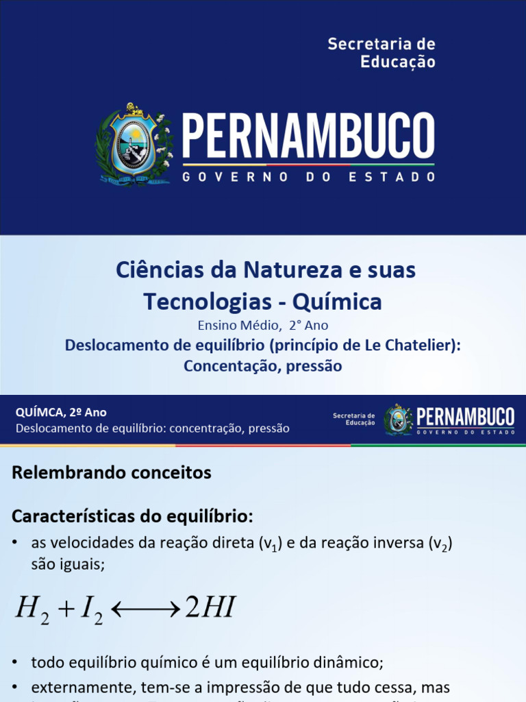 Deslocamento de Equilíbrio Químico | PDF | Equilíbrio químico | Química