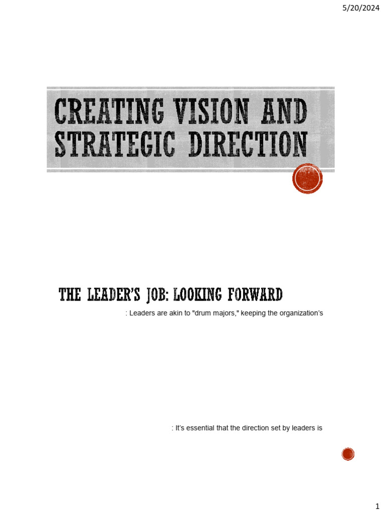 Vision and Strategy in Leadership | PDF | Goal | Business
