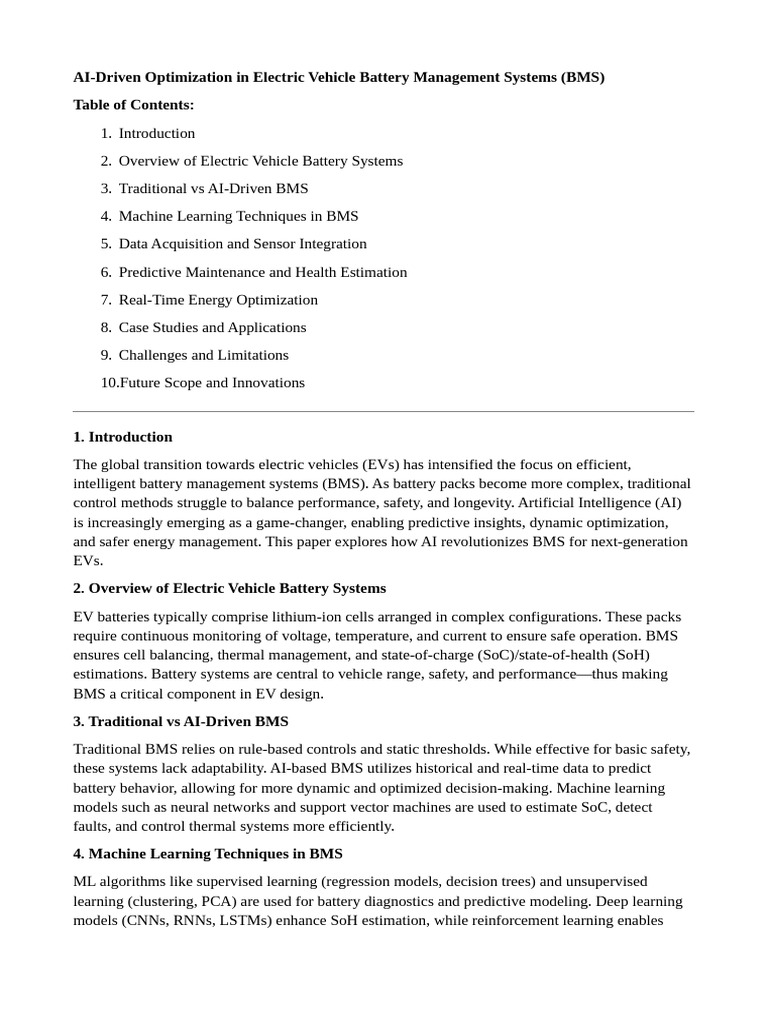 AI-Optimized Battery Management Systems | PDF | Machine Learning ...