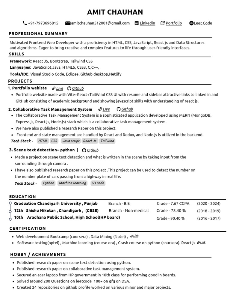 Resume Fomrat | PDF | Java Script | Python (Programming Language)