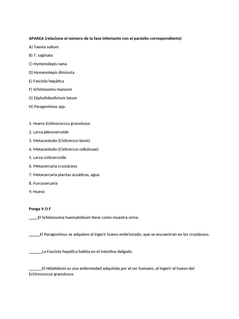APAREA | PDF | Animales y humanos | Parasitología