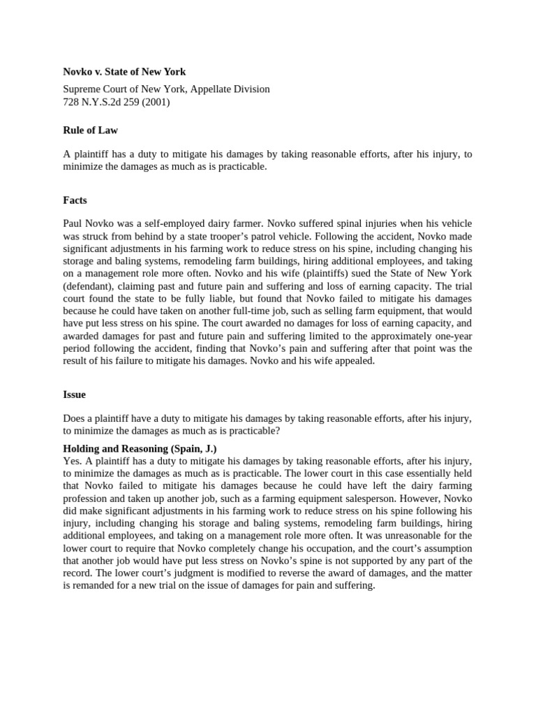 Novko (Avoidable Consequences) | PDF | Damages | Lawsuit