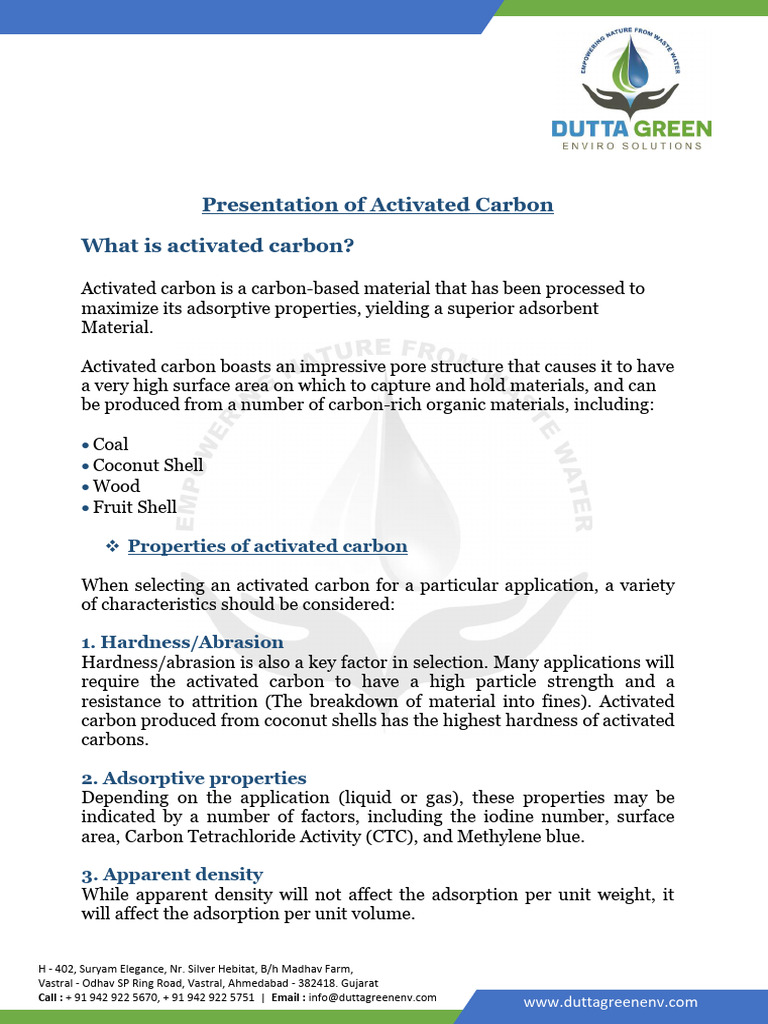 Presentation of Activated Carbon | PDF | Adsorption | Carbon